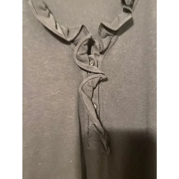 Vintage Lauren Ralph Lauren Black Ruffled Peasant Long Sleeve Pima Cotton Blouse - Picture 2 of 4